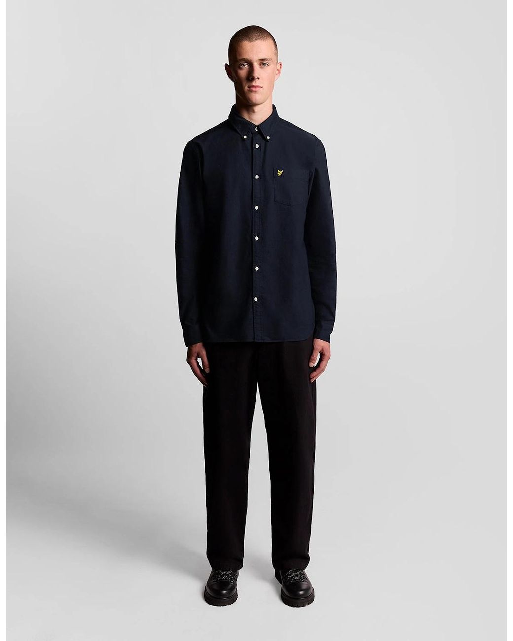 Lyle & Scott Blue Cotton Button Down Oxford Shirt for men