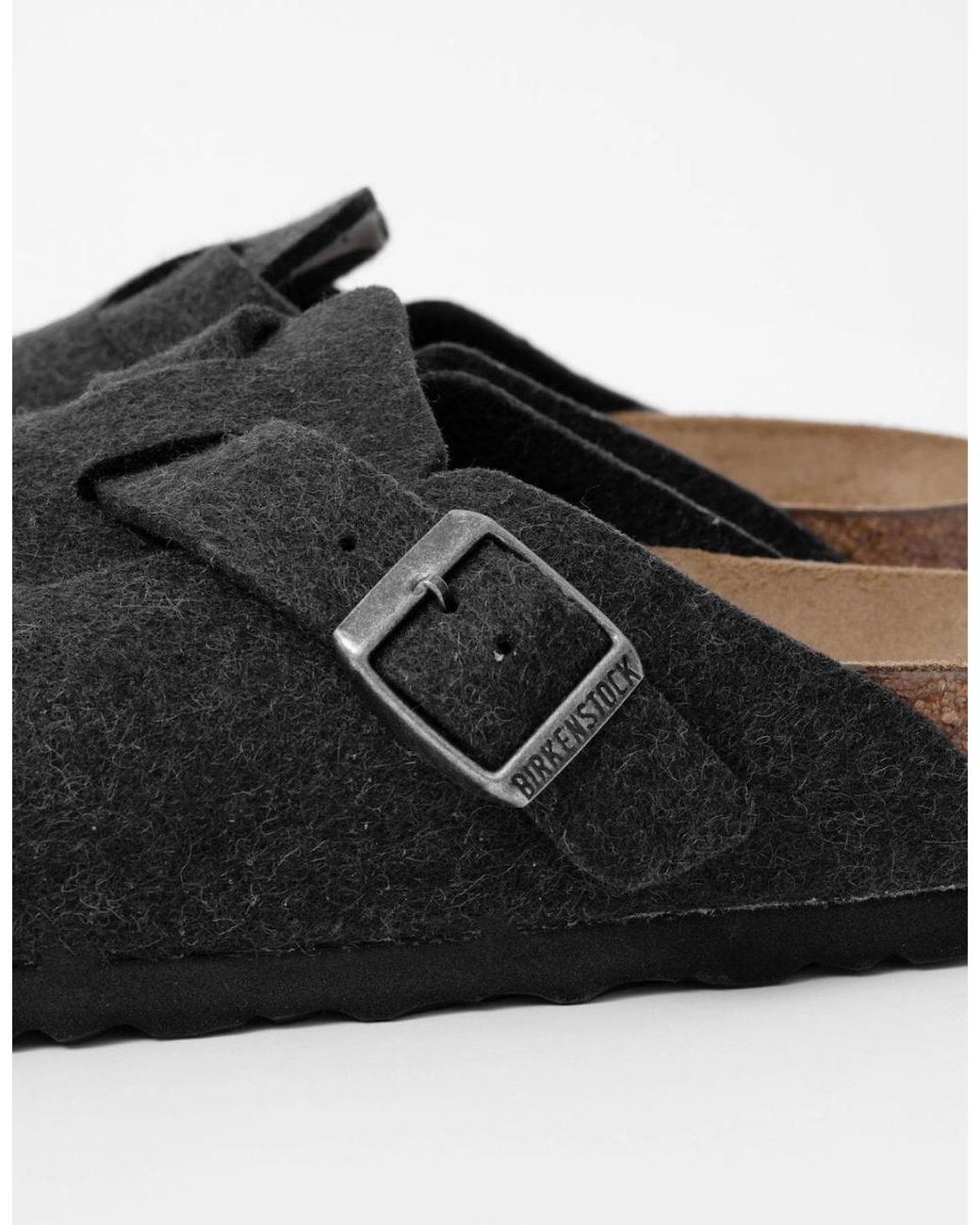 Birkenstock Boston Black Wool Felt Clogs for men