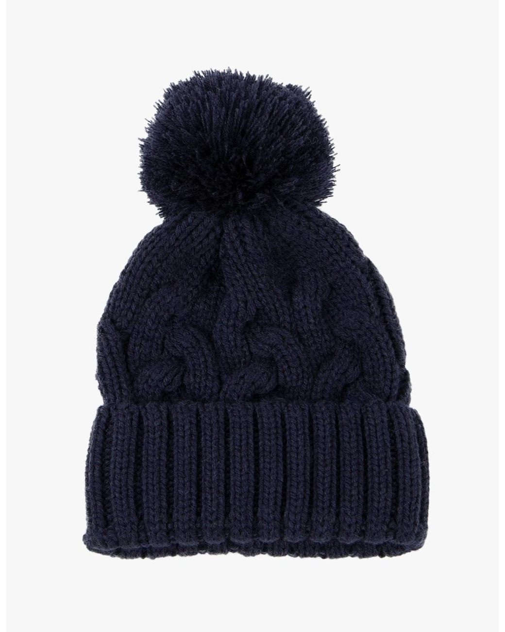 Totes Blue Cable Knit Hat With Pom Pom Bobble