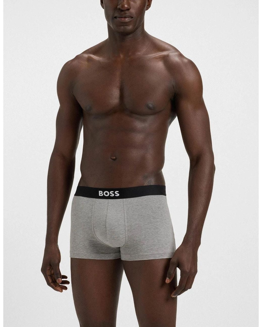 Boss Natural Boss 3-Pack Stretch-Cotton Trunks With Logo Waistbands for men