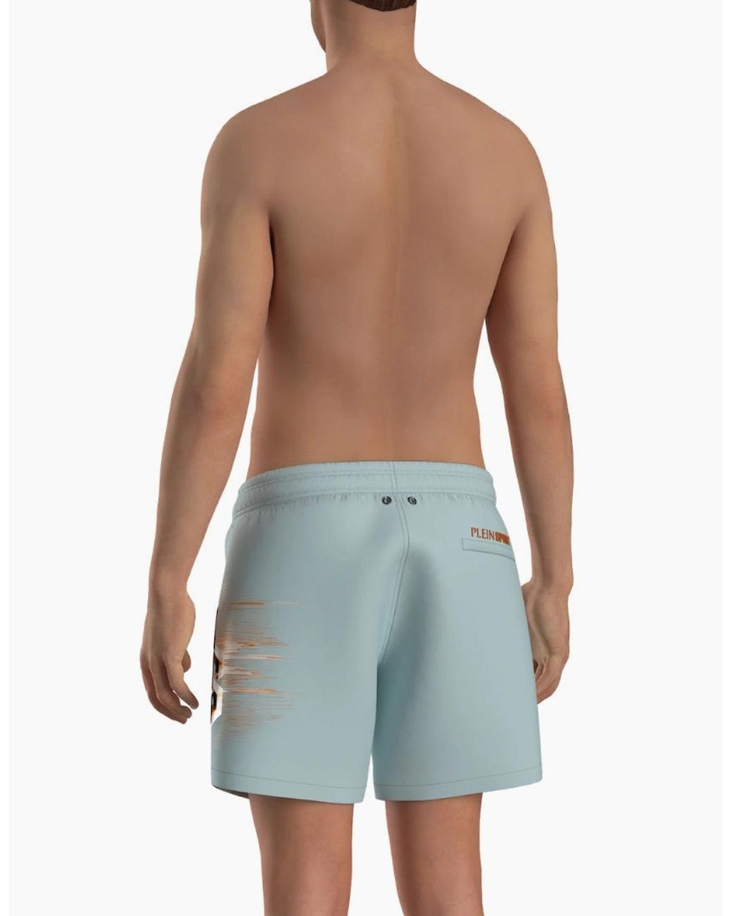 Philipp Plein Blue Plein Sport Metallic Logo Medium Boardshort Swim Shorts