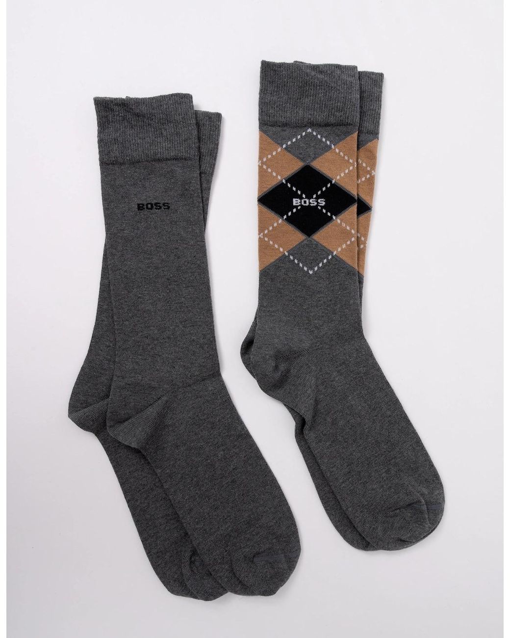 Boss Black Boss 2 Pack Combed Cotton Argyle Socks for men