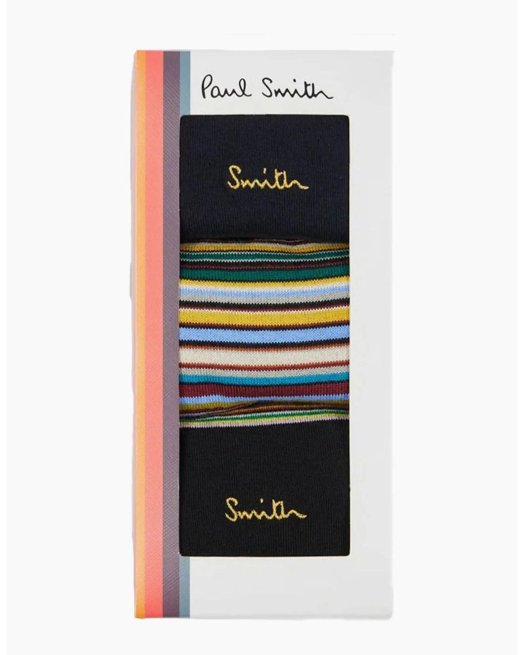 Paul Smith Black 3 Pack Signature Sock Multi Stripe for men