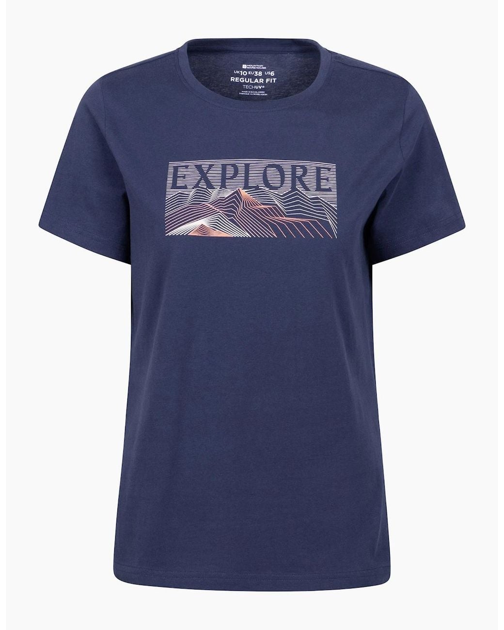 Mountain Warehouse Blue Explore Graphic Regular Short Sleeve Uv Protection T Shirt