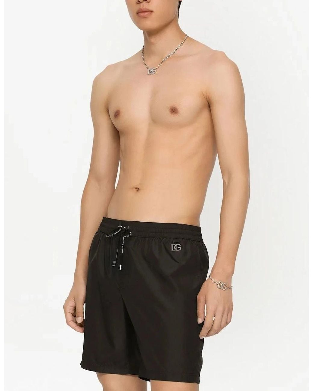 Dolce & Gabbana Black Swim Shorts Logo Tag for men