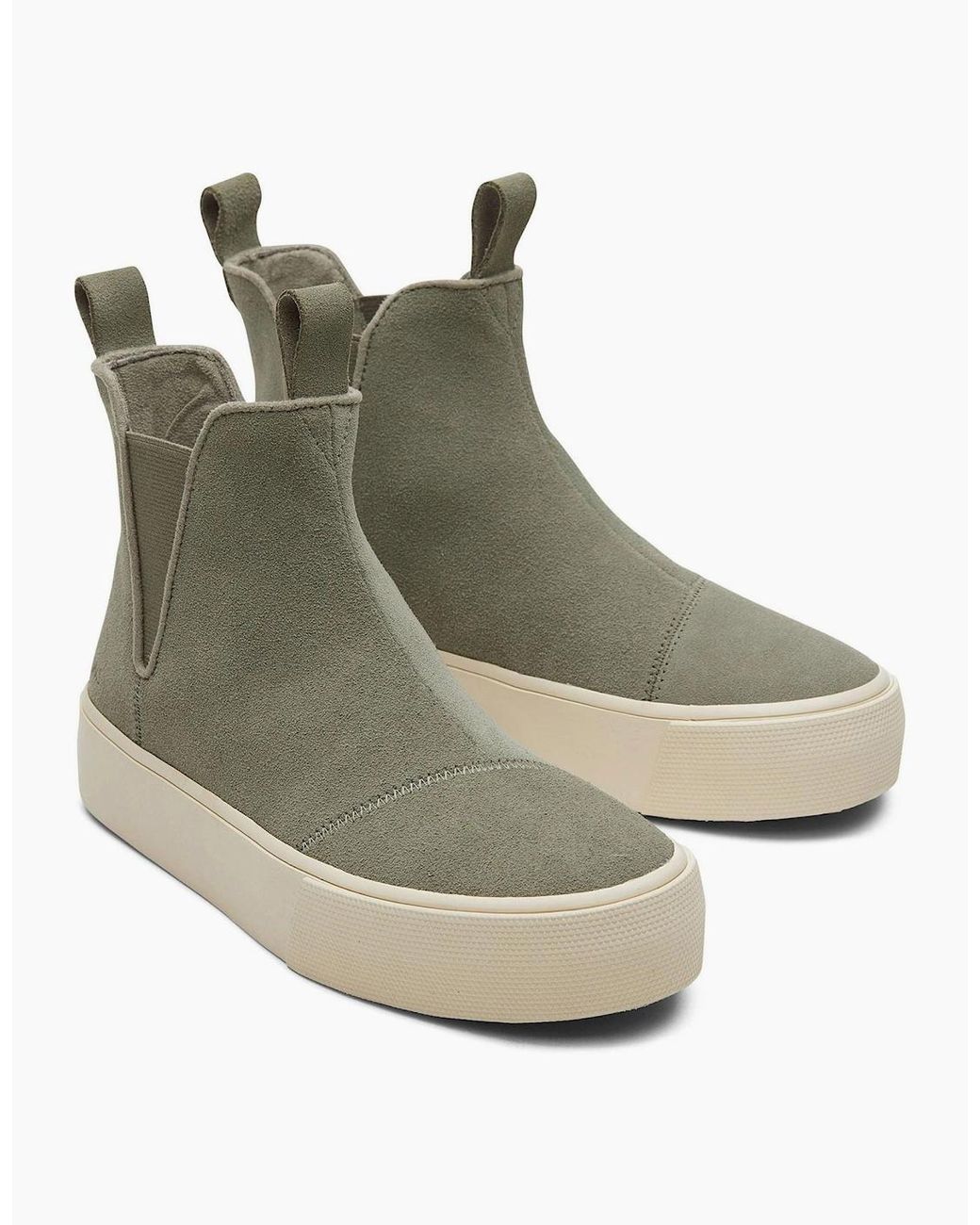 TOMS Green Fenix Platform Boots Vetiver