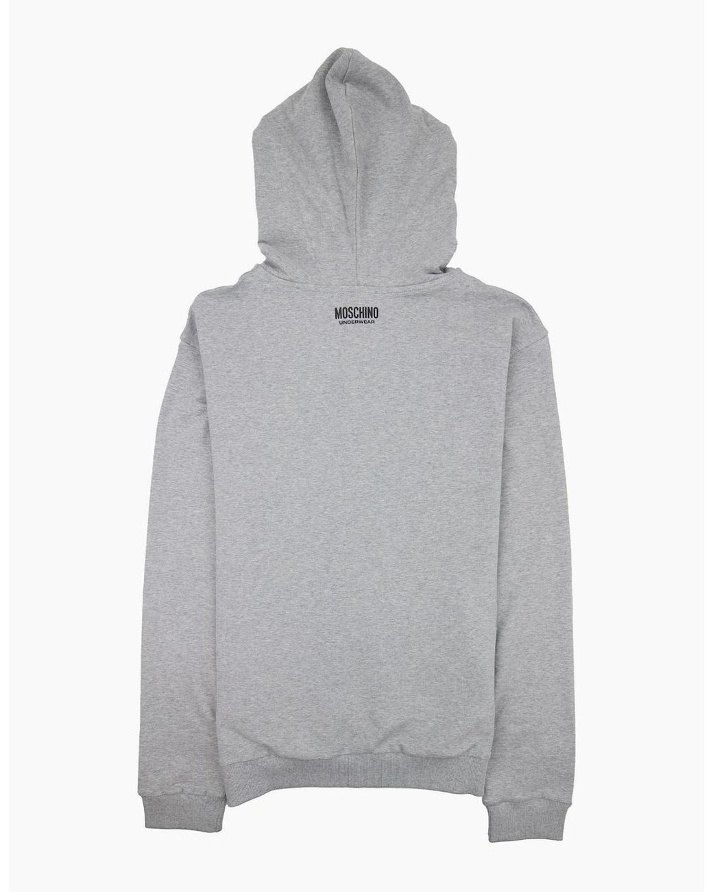 Moschino Gray Underwear Pocket Tape Logo Hoody Light for men