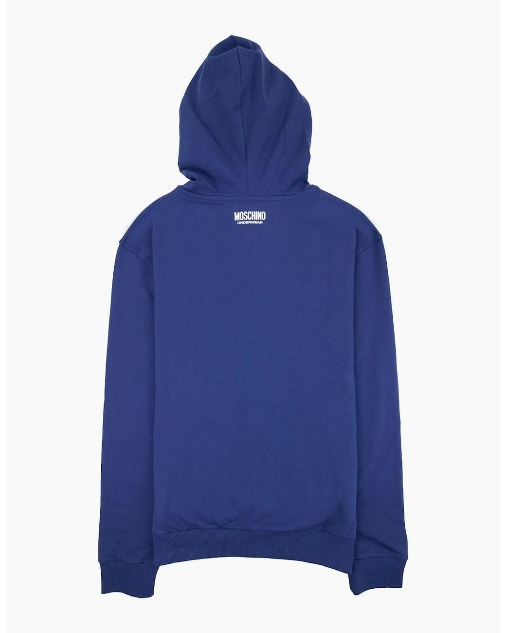 Moschino Blue Underwear Pocket Tape Logo Hoody for men