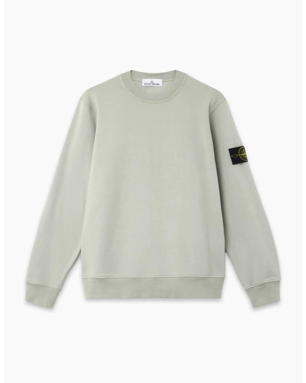 Stone Island White S0051 Compass Sweatshirt Sage for men
