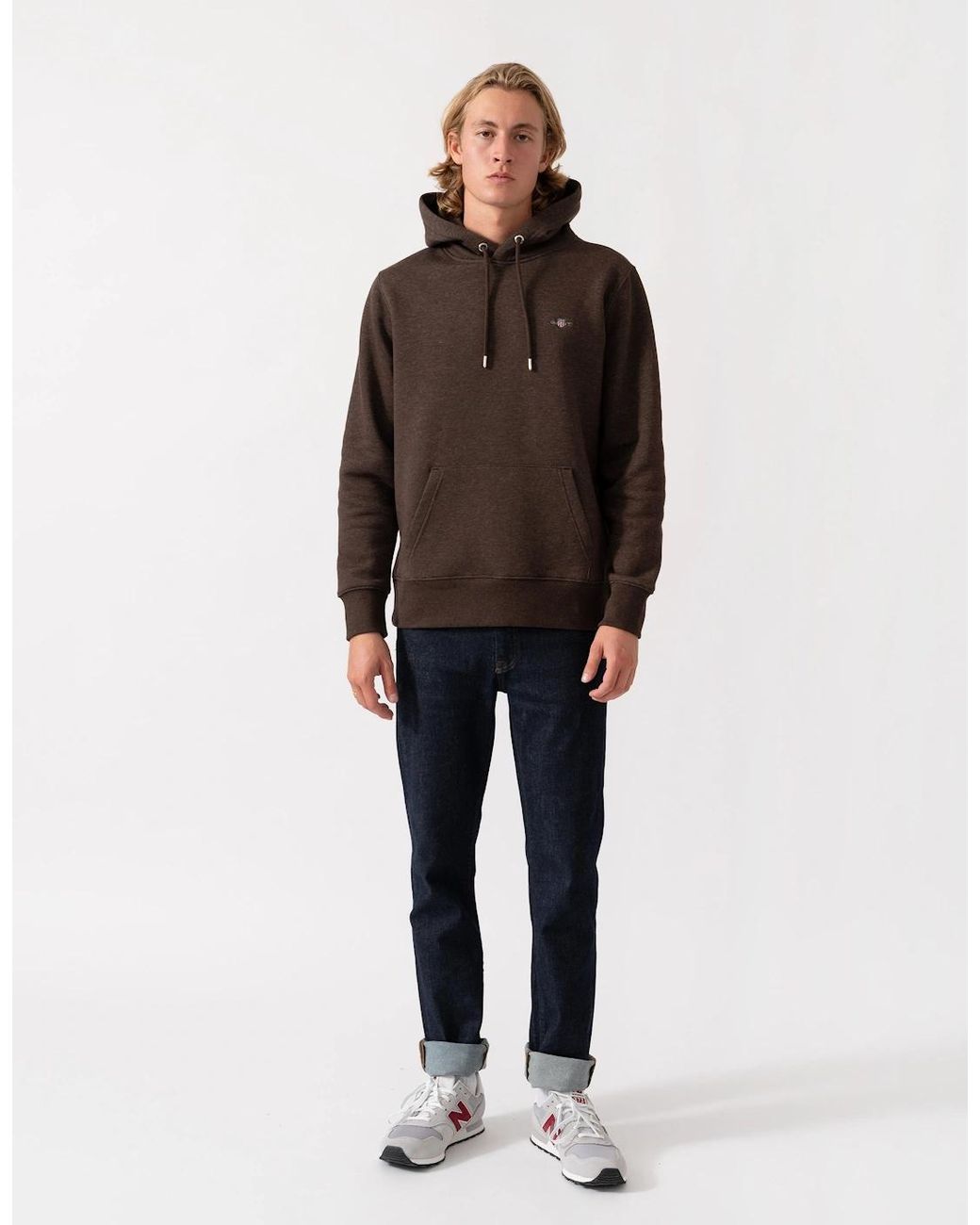 Gant Gray Regular Fit Shield Logo Pullover Hoodie for men