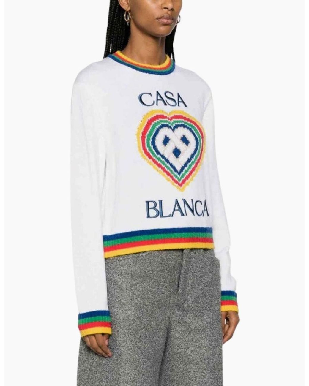 Casablanca White Heart Casa Brand Jumper Knitwear