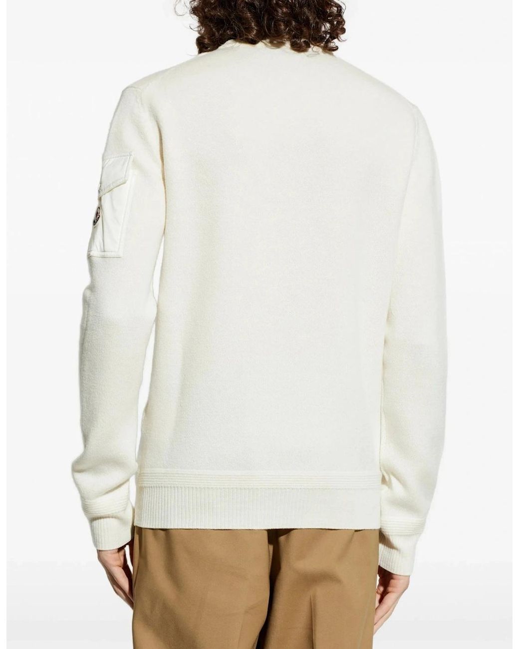 Moncler White Sleeve Pocket Sweater Cream for men