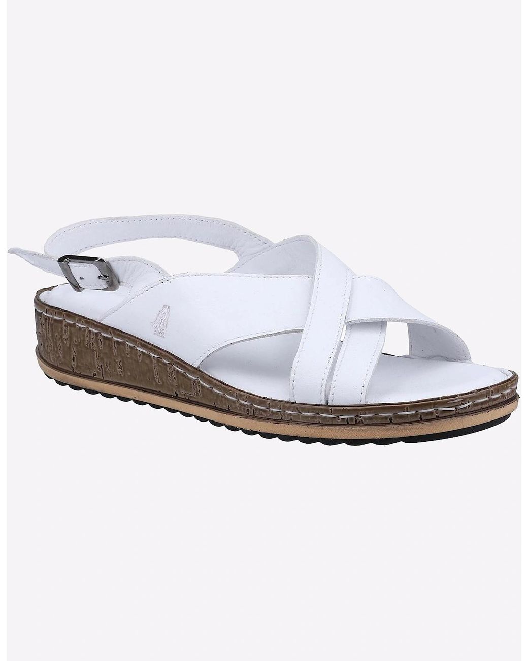 Hush Puppies White Elena Cross Over Wedge Sandals