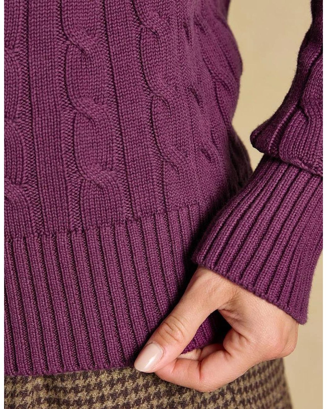 Joules Purple Classic Cable Sweaters Wine