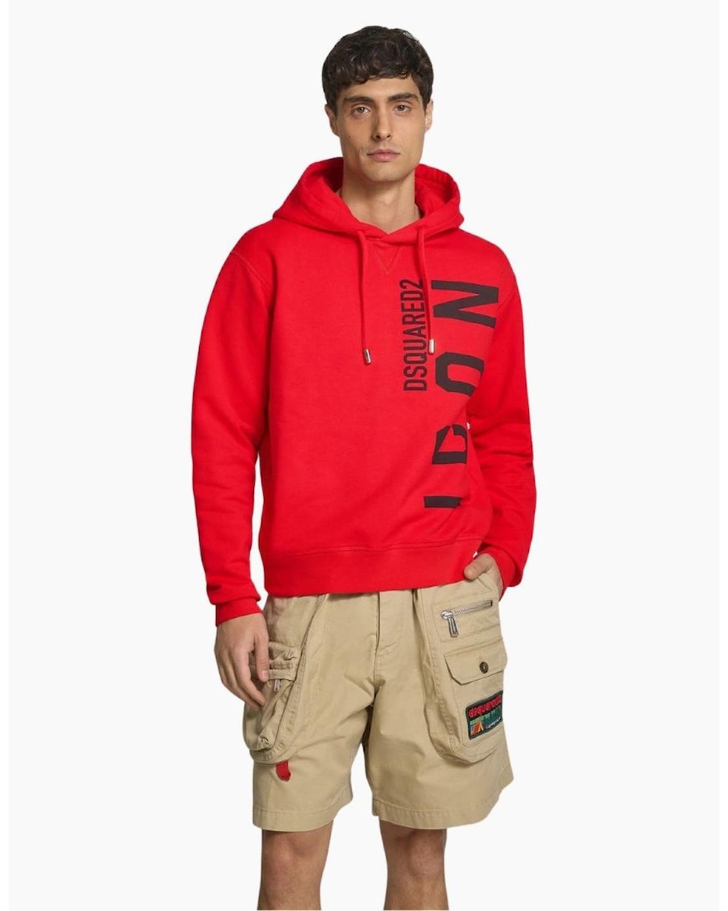 DSquared² Red Hoodie Large Icon Logo for men