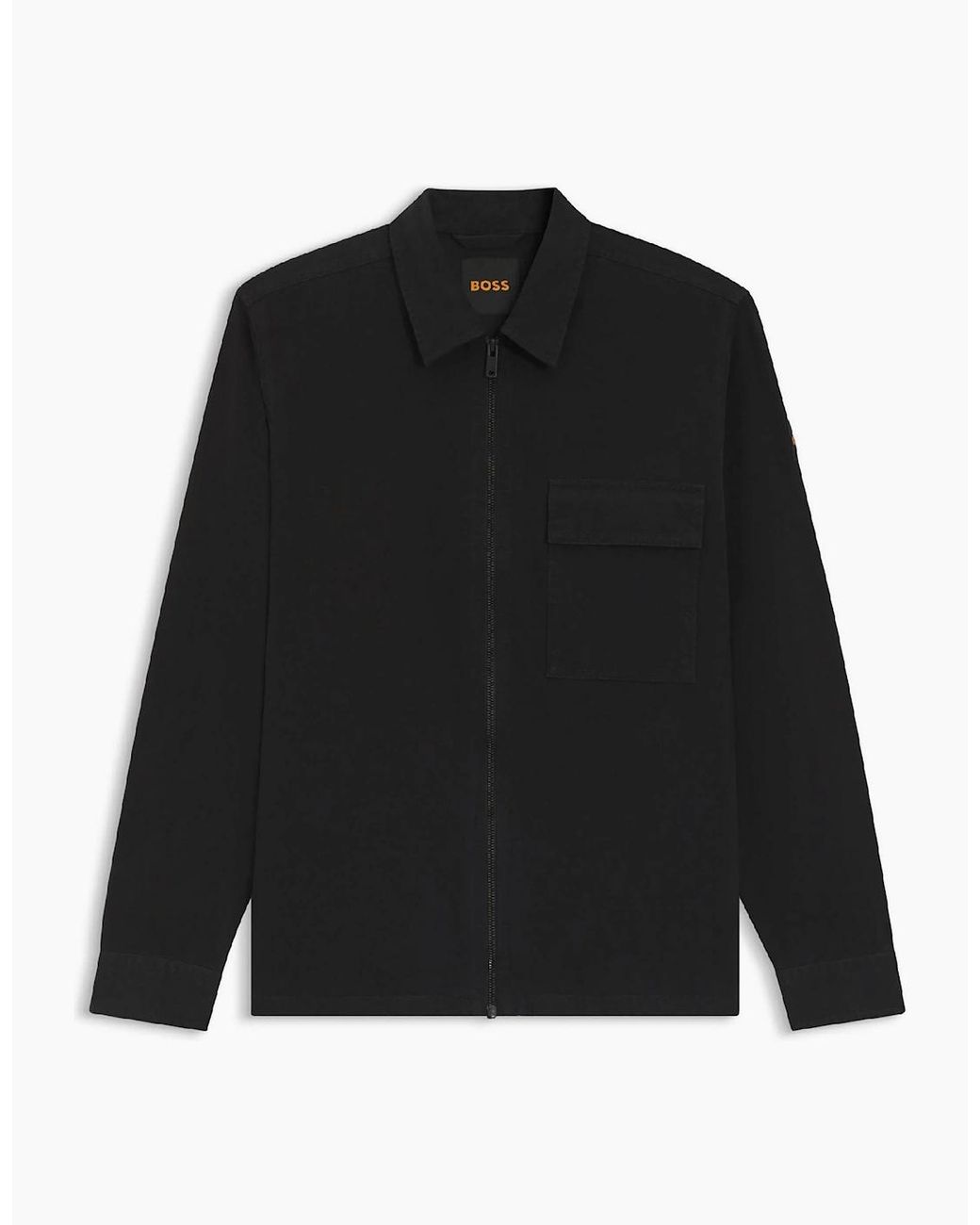 Boss Black Solid Patterned Shirt Collar Press Stud Cuff Shirt Jacket for men