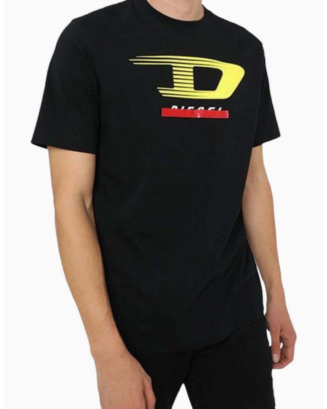 DIESEL Black T Just Y4 T Shirts Crew Neck Short Sleeve Cotton Tee for men