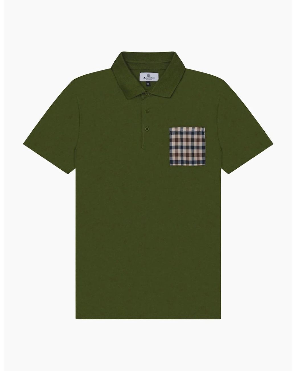 Aquascutum Green Active Beach Sailor Check Polo Army Polo Shirt for men