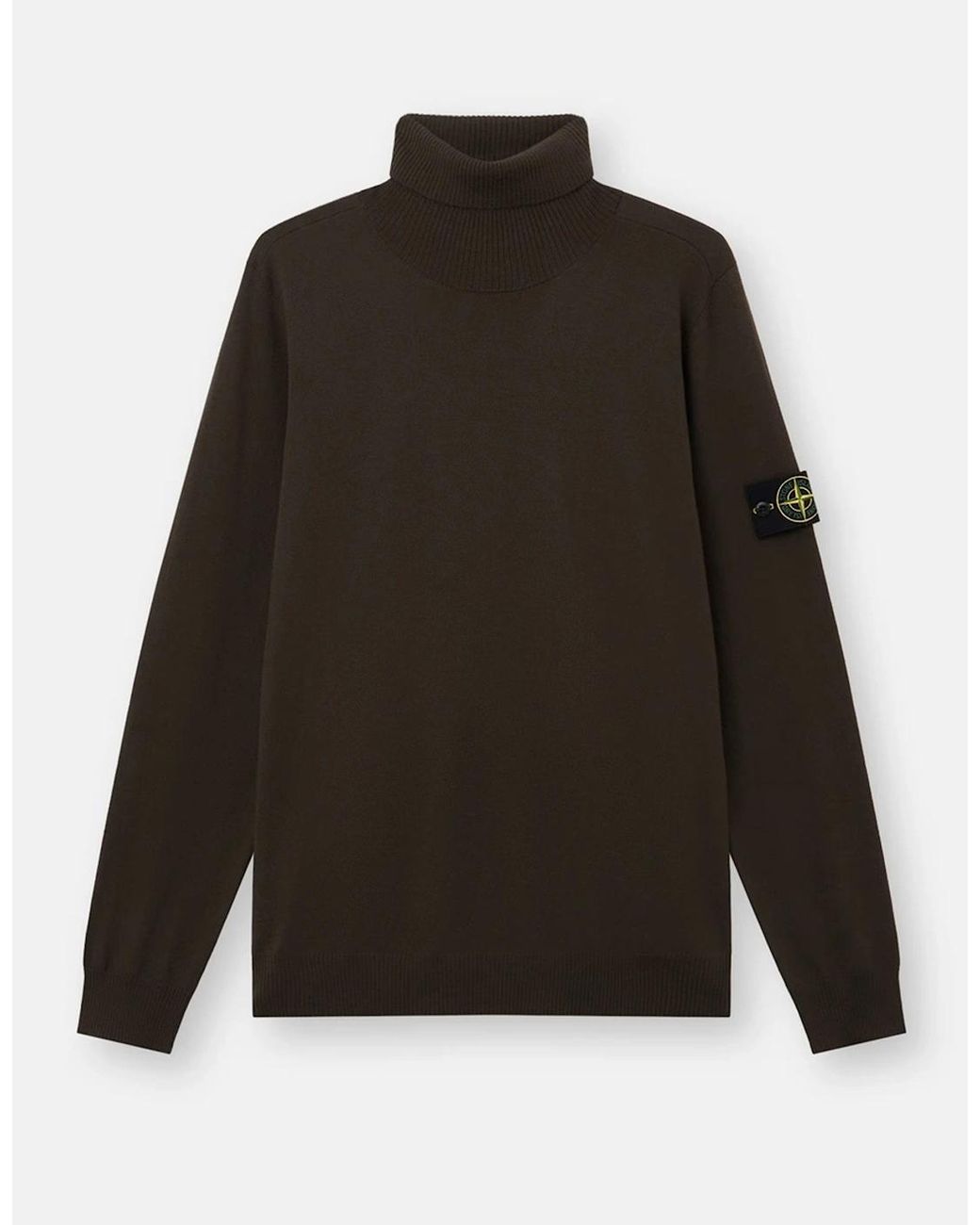 Stone Island Brown Wool 5100025 T-Neck Sweater for men