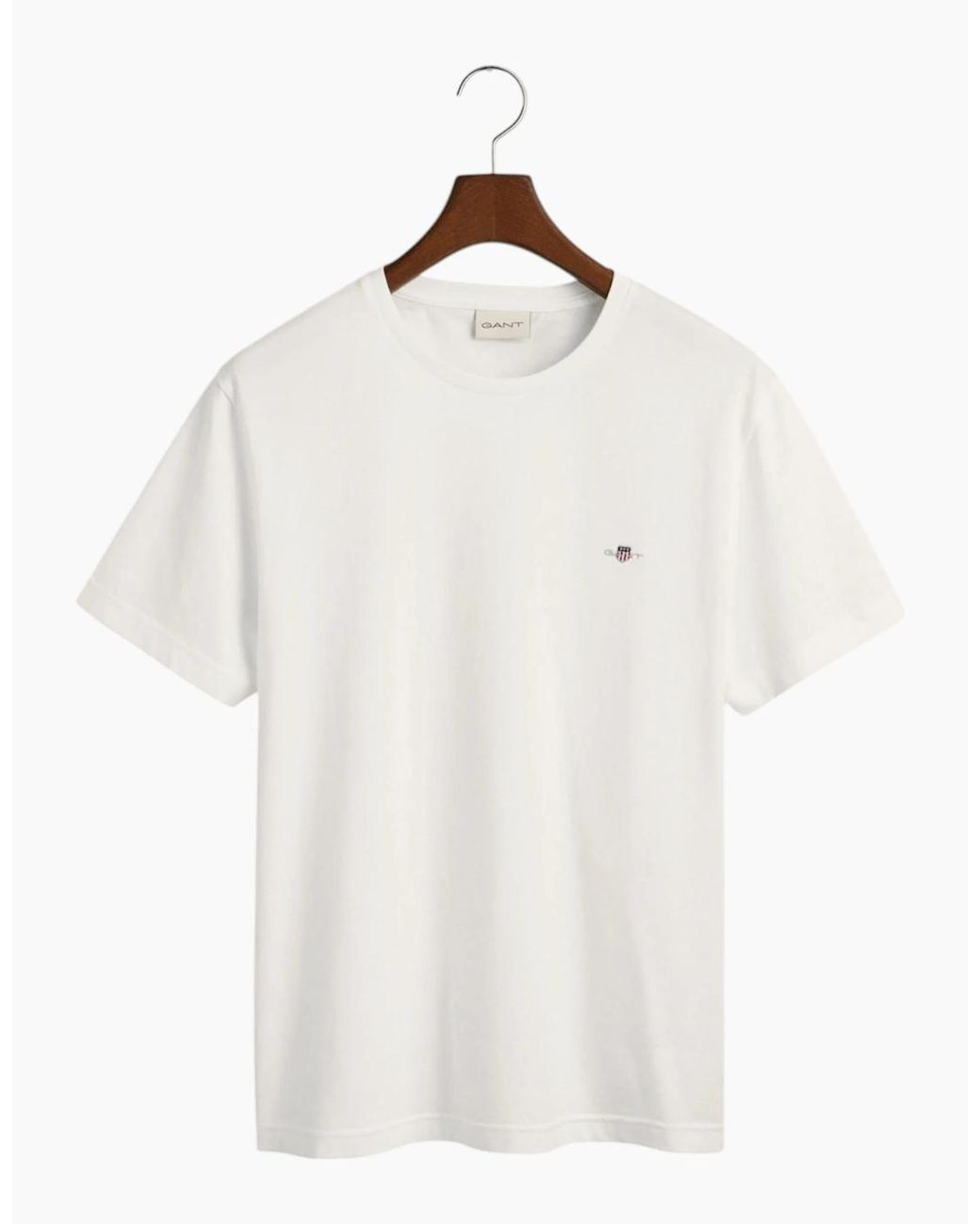 Gant White T Shirts Shield Logo Crew Neck Short Sleeve Cotton Summer Casual Tee for men