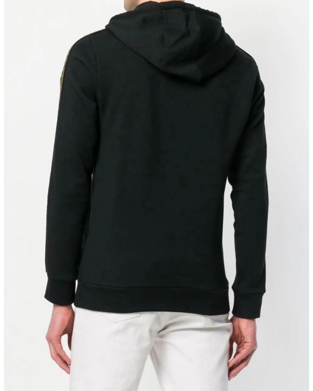Fendi Black Felpa Logo-Trim Hooded Sweatshirt for men