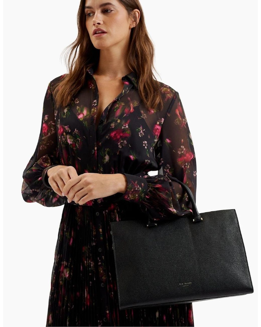 Ted Baker Black Rosane Bar Detail Medium Tote Bag