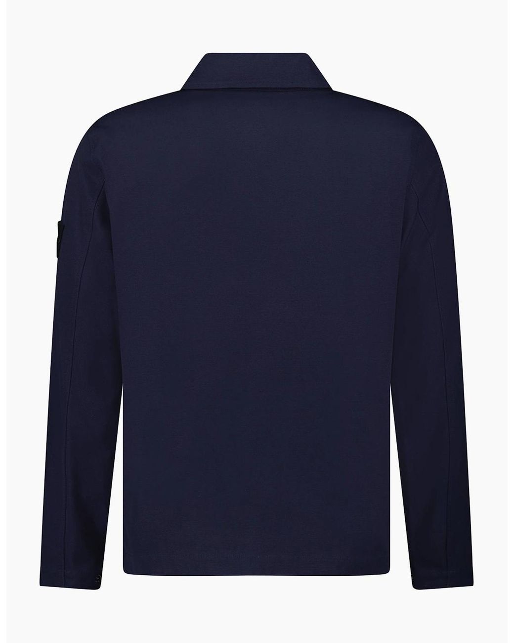 Stone Island Blue Zip Panama Cotton Overshirt for men