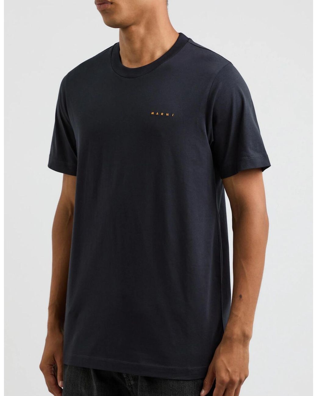 Marni Blue Embroidered Logo Tee