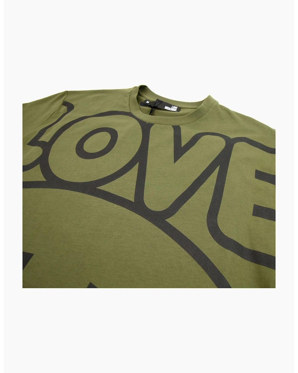 Love Moschino Green Love Peace Cotton T-Shirt Khaki for men