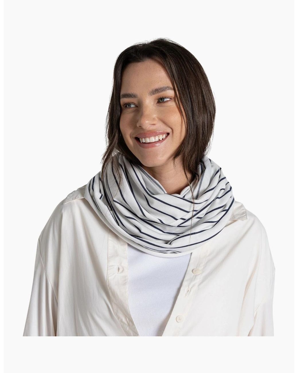 Craghoppers White Adult Infinity Ii Striped Nosilife Scarf