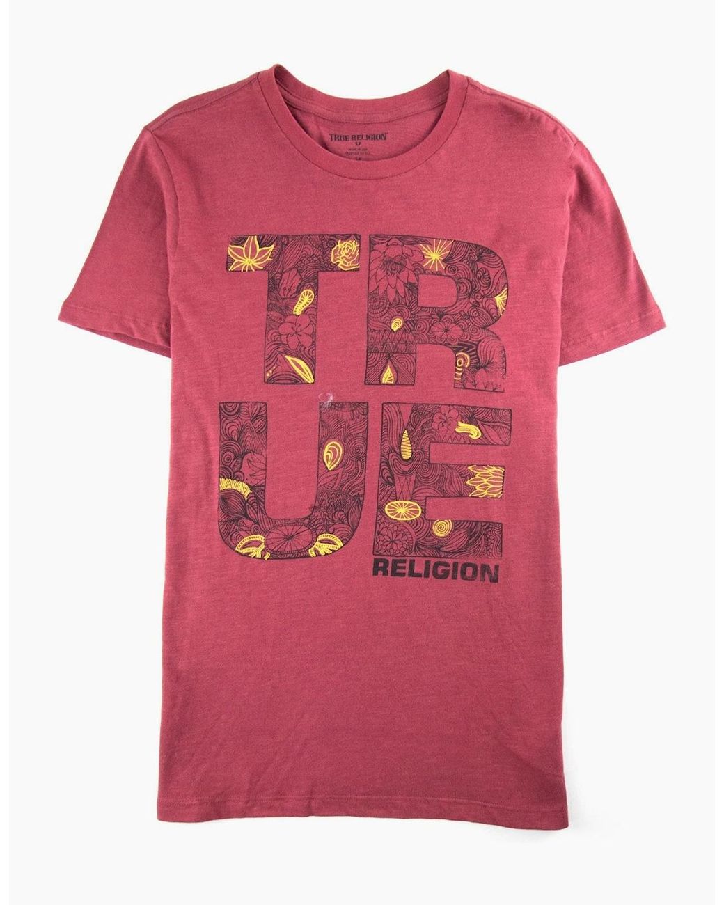 True Religion Pink Skinny Lines S/S T Shirt Oxblood for men