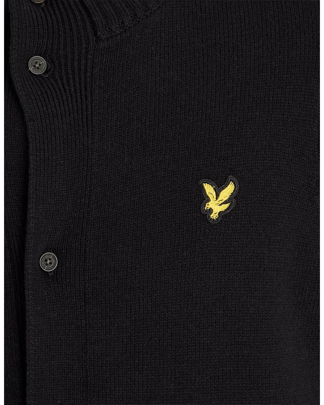 Lyle & Scott Black Rib Detail Button Cardigan for men