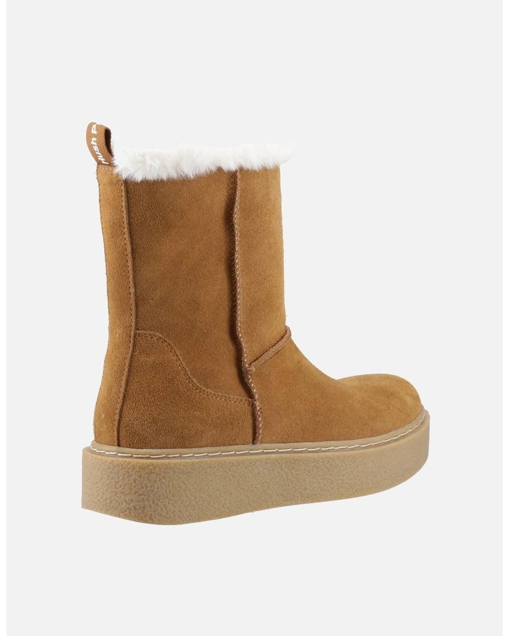 Hush Puppies Brown Becca Mid Suede Tan Boots