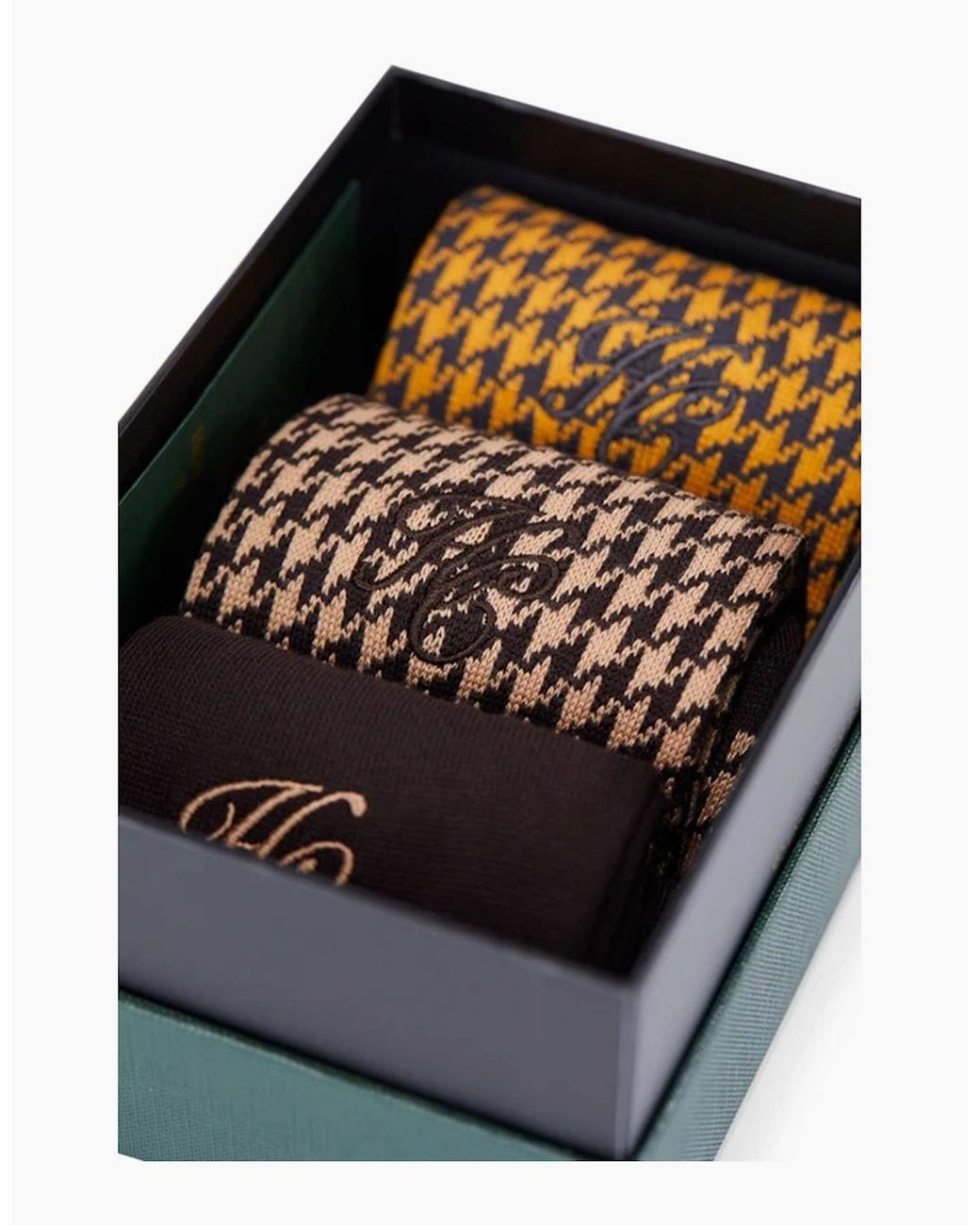 Holland Cooper Black Holland Houndstooth Sock Gift Box Chocolate for men