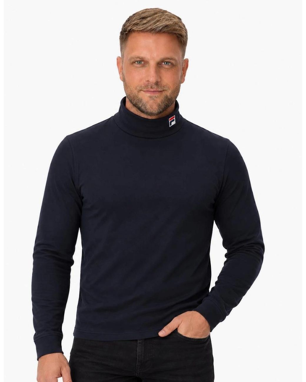 Fila Black 19Th Classic Roll Neck T-Shirt for men