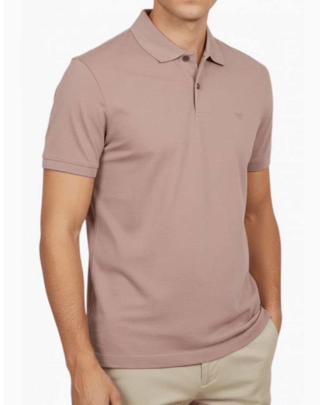 Emporio Armani Pink Embroided Logo Viscose Soft Touch Polo Shirt for men