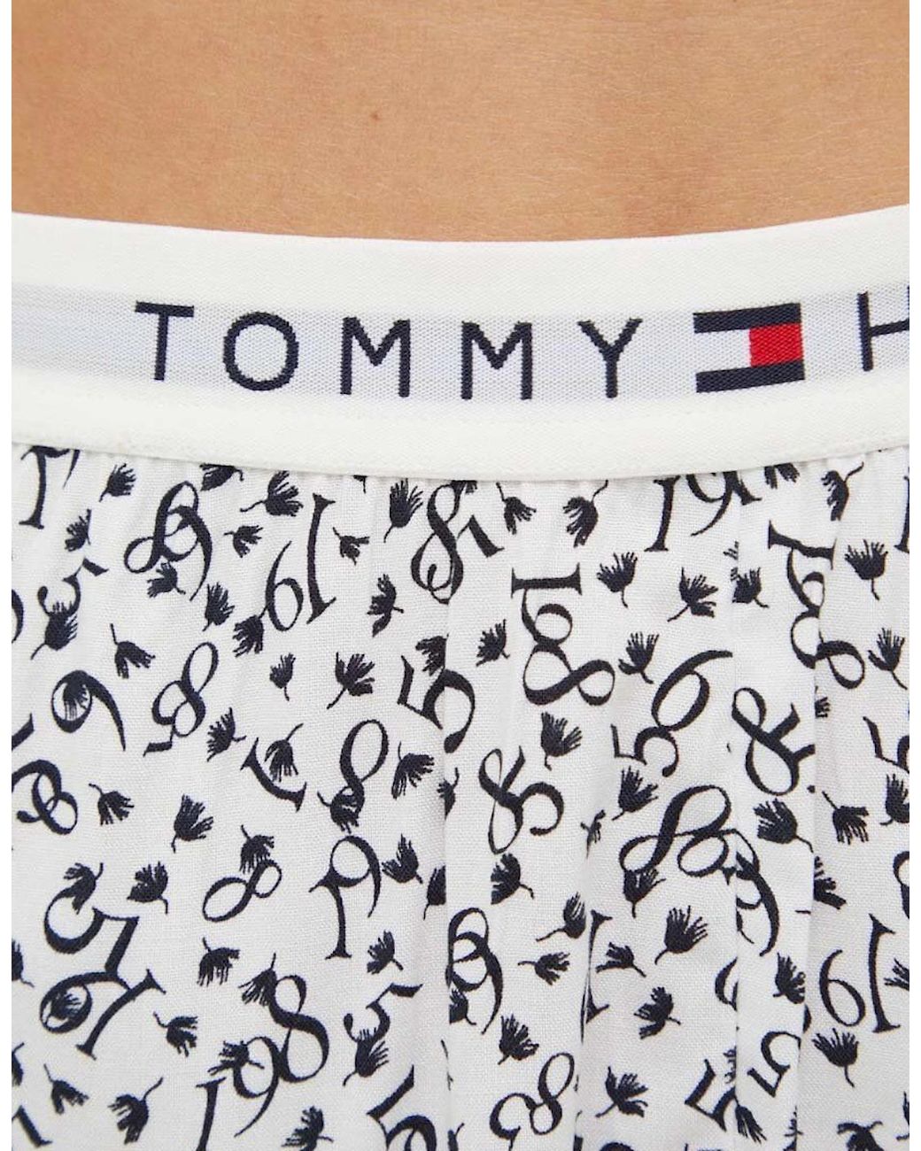 Tommy Hilfiger White Woven Short Print Shorts Feather Print Ecru