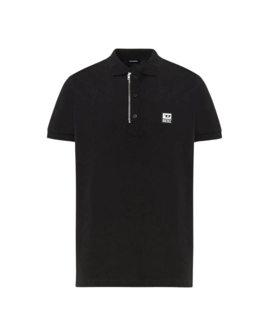 DIESEL Black T-Harry Zip Closure Polo Shirt for men