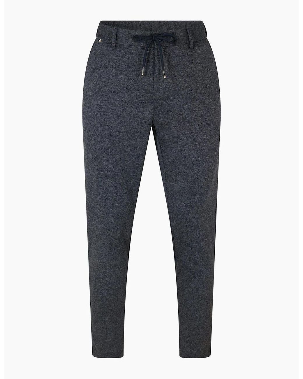 Boss Blue Solid Patterned Straight Trousers for men