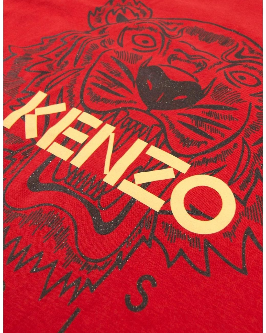 KENZO Red Glitter Tiger T-Shirt for men