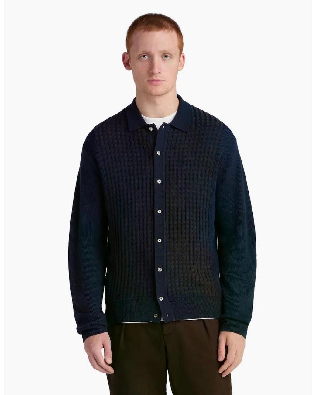 Remus Uomo Blue Patterened Polo Cardigan 78 for men
