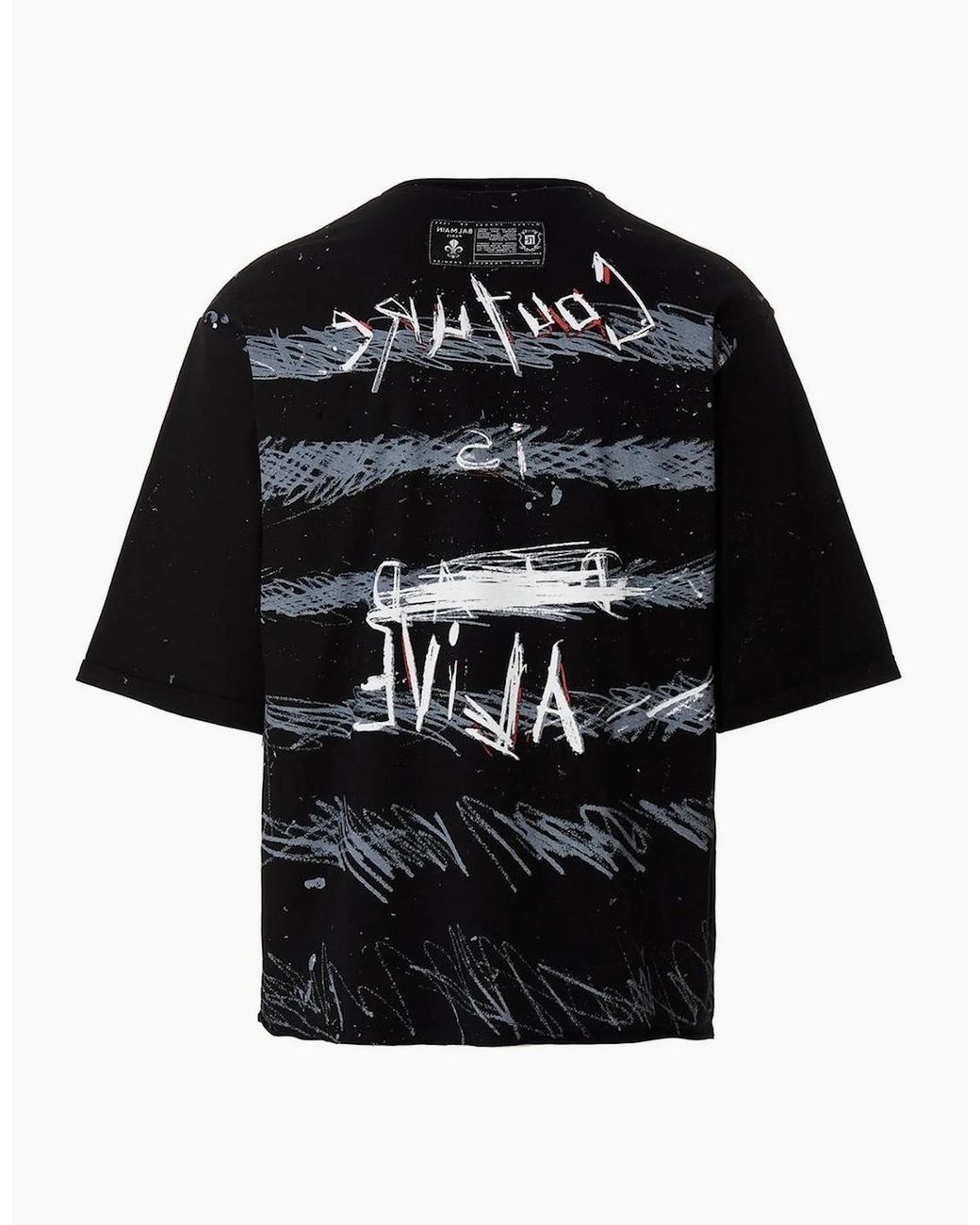 Balmain Black Paris Graffiti Coin Logo T-Shirt for men