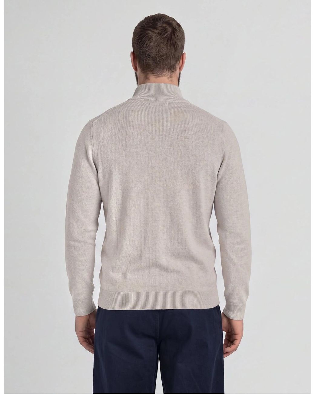Lyle & Scott Gray Cotton Merino 1/4 Zip Jumper for men