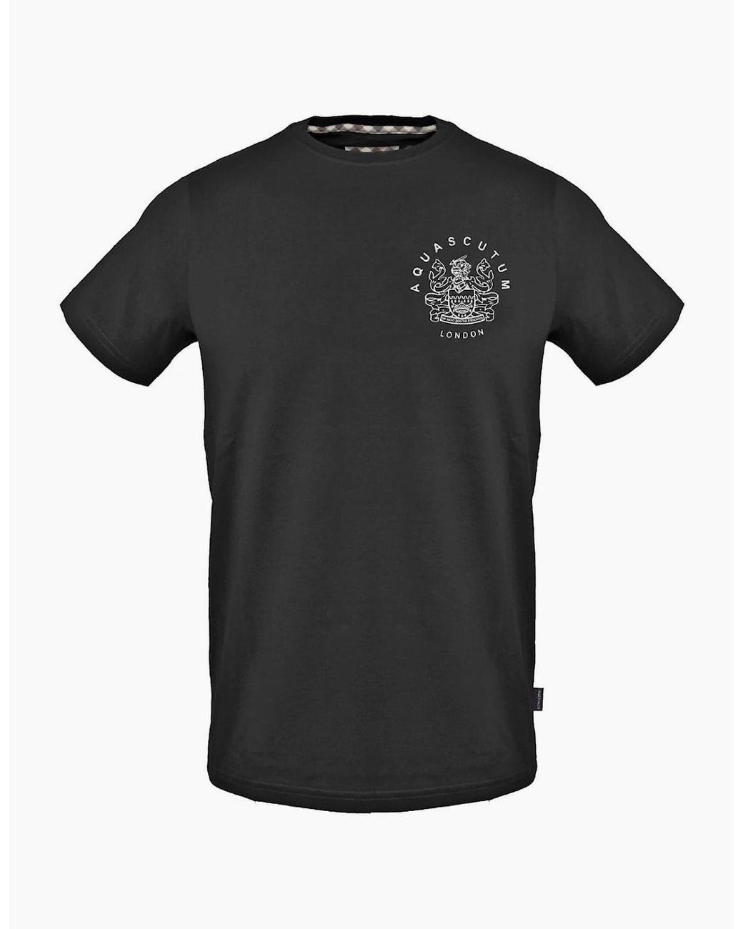 Aquascutum Black Regular Fit Crew Neck Short Sleeve T-Shirt for men