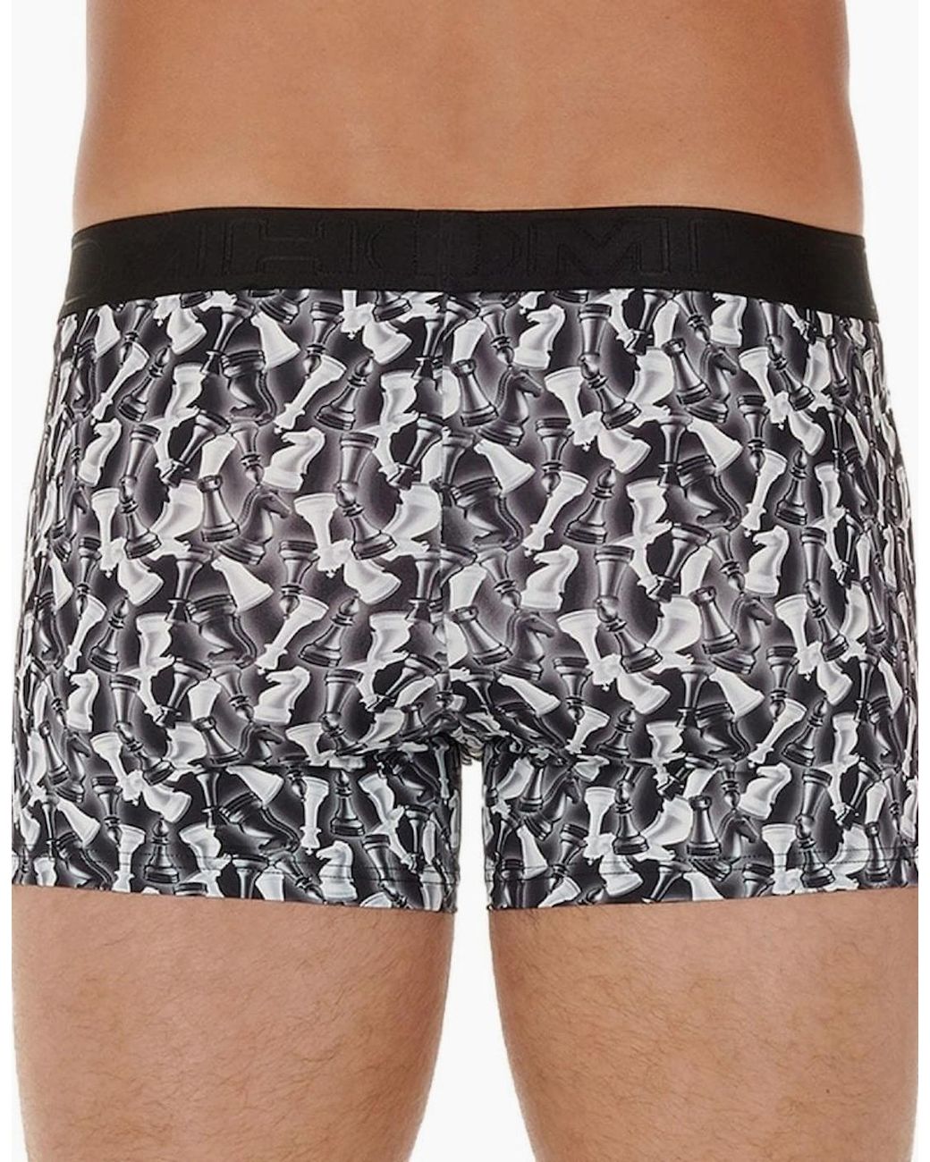 Hom Black Chess Print Boxer Trunk for men