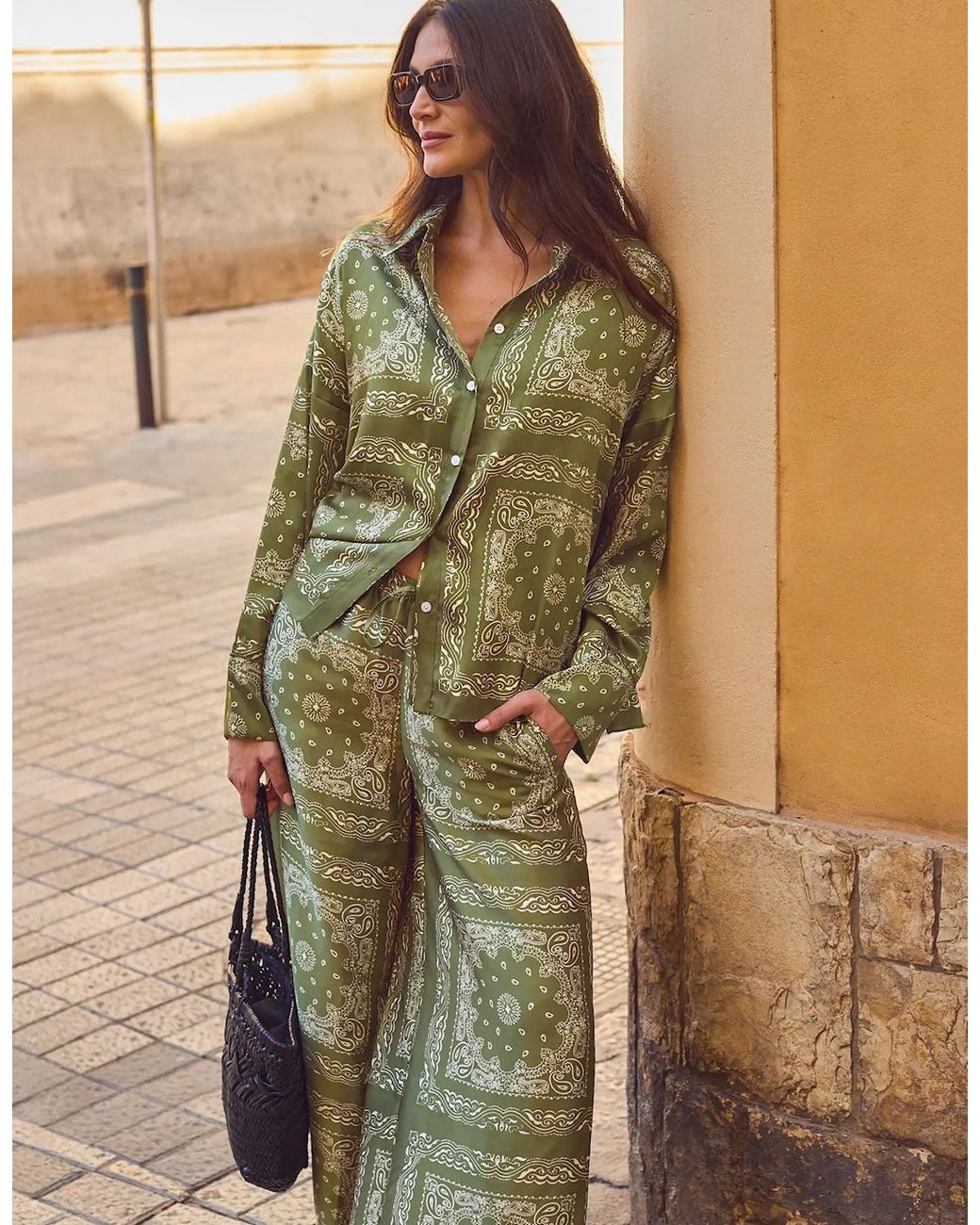Ro&zo Green Bandana-Print Trousers