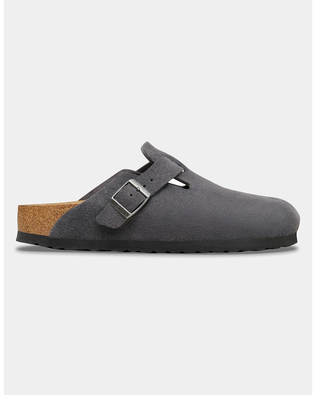 Birkenstock Boston Black Suede Leather Clogs