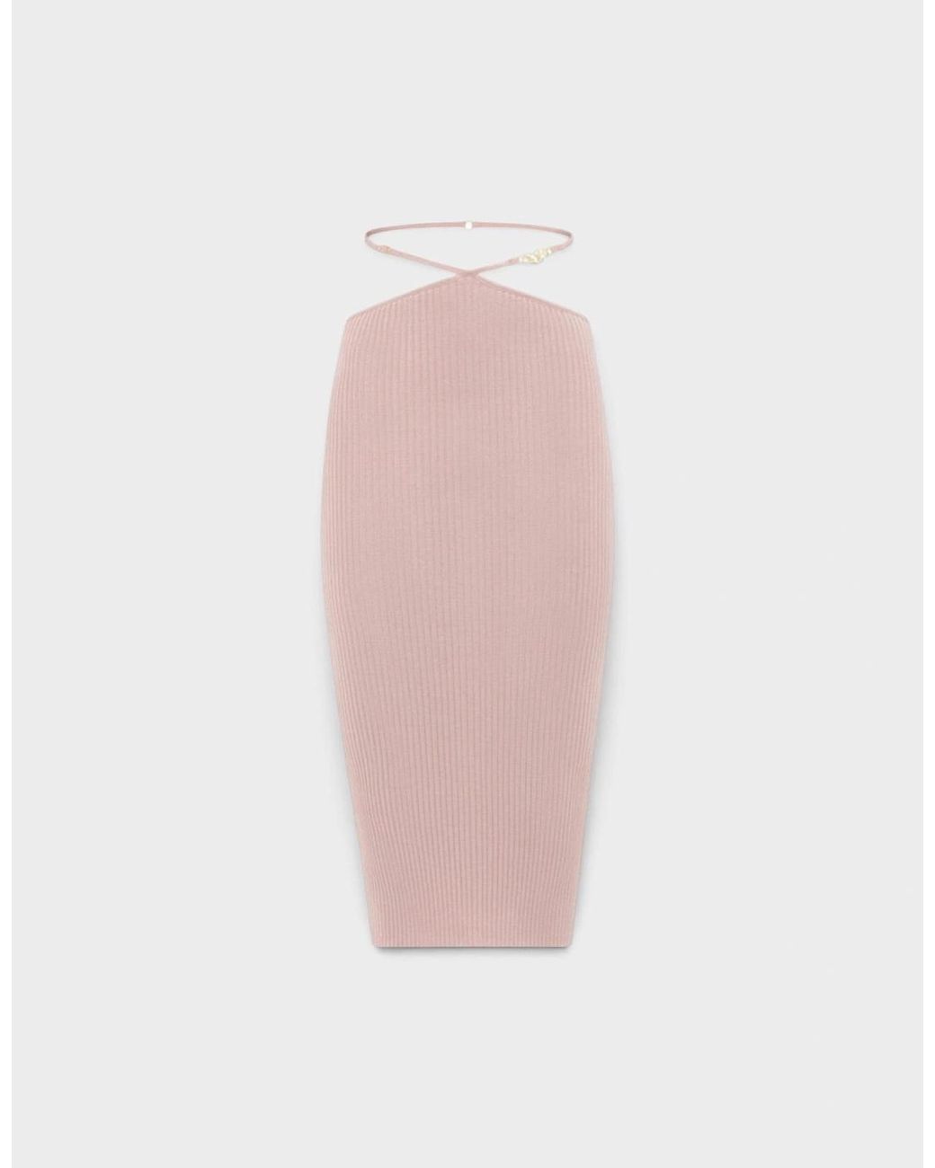 Amiri Pink Ribbed Staggered Midi Skirt