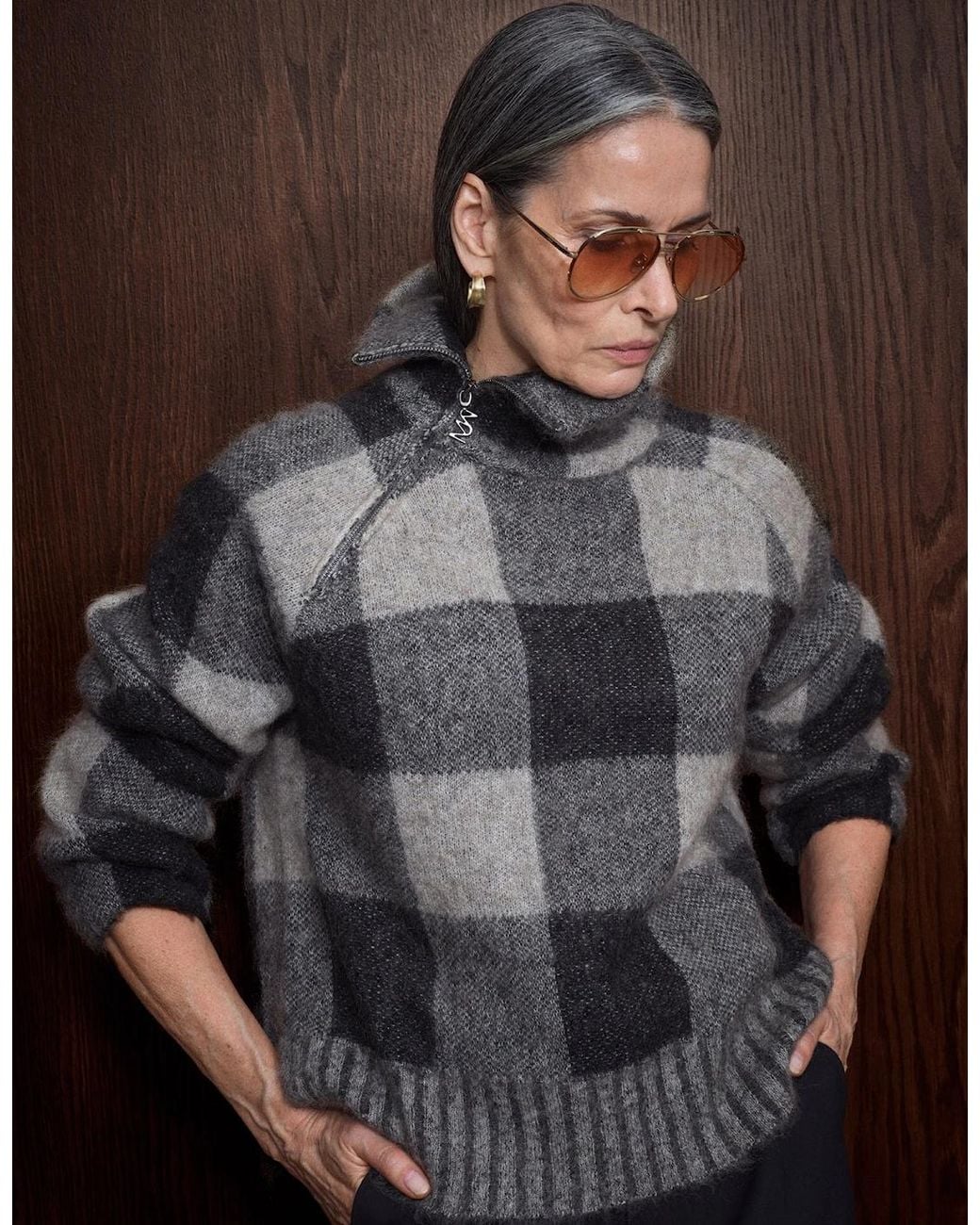 Mos Mosh Gray Maija Check Knit