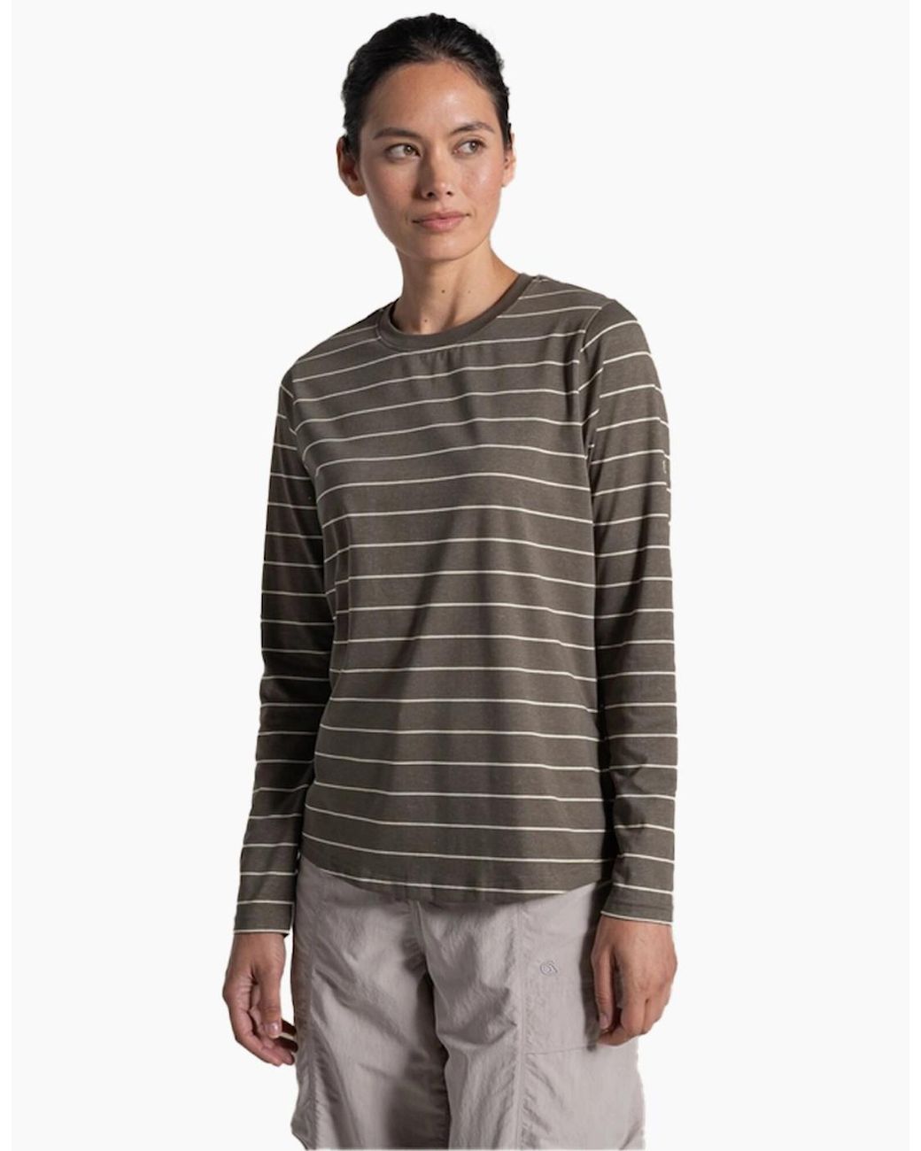 Craghoppers Gray Ladies Akona Striped Nosilife Long-Sleeved T-Shirt